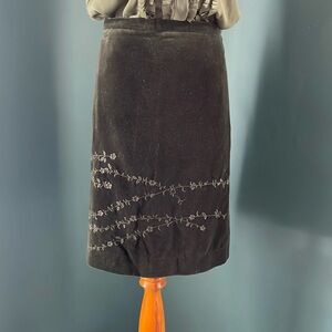 J crew velvet embroidered skirt